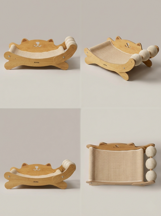 Rascador y Cama de Gato de Madera con Diseño Ergonómico