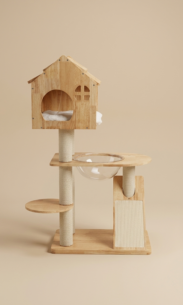 Torre NIDO para Gatos con Casita de Madera