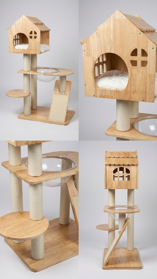 Torre NIDO para Gatos con Casita de Madera