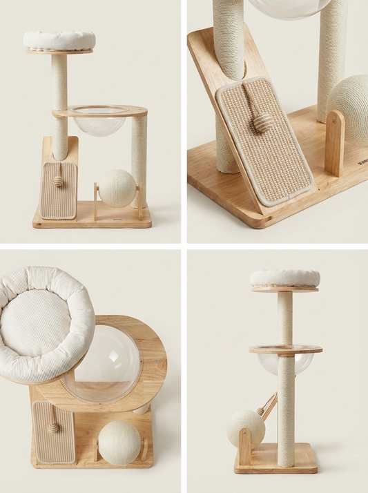 Rascador y Árbol para Gatos de Madera y Sisal