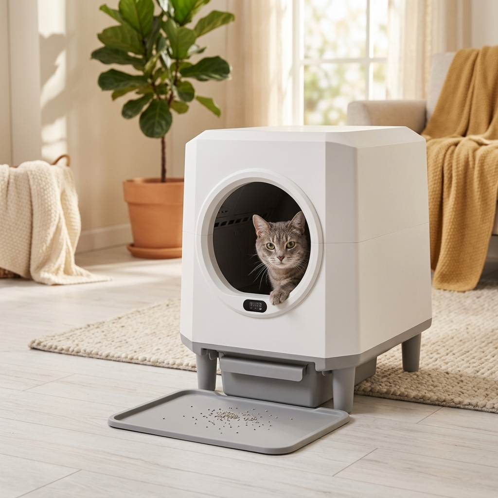 Arenero automático cerrado para gatos HEYBO